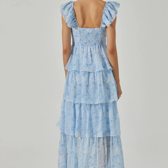 Midsummer Floral Tiered Maxi Dress by ASTR - Blue Floral - Picture 5 of 6